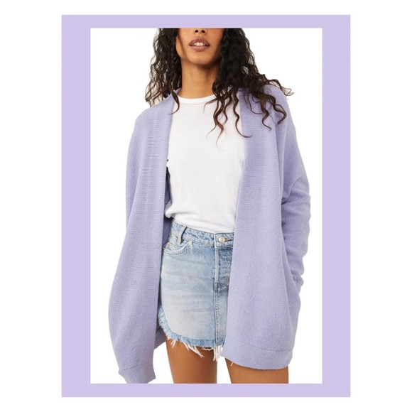 Free People Sweaters - NWT Free People Purple Ottoman Knit Open Front Relaxed Fit Cardigan Size Small
